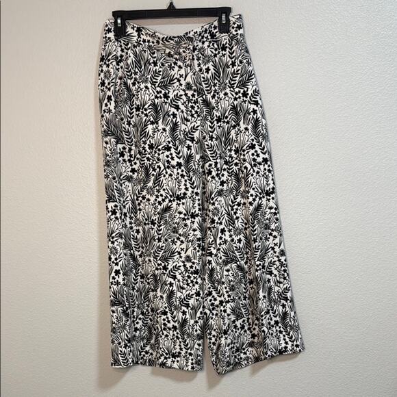 Loft Black and White Floral Wide-Leg Pants - Picture 3 of 5